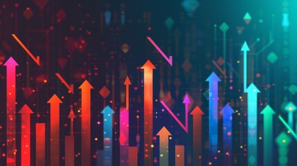 Poster - Business Growth and development chart of company. arrows pointing up, Planning, good sales performance return on investment, opportunity,