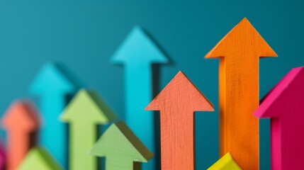 Poster - Business Growth and development chart of company. arrows pointing up, Planning, good sales performance return on investment, opportunity,