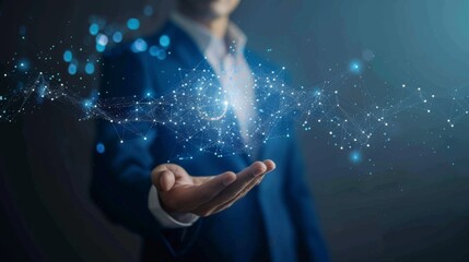 Leinwandbilder - Businessman hand show of digital data network transformation for next generation technology on cyberspace,