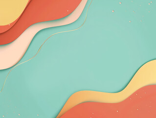 Canvas Print - Abstract wavy design with vibrant teal and orange colours with gold accent. Suitable for modern presentations and digital backgrounds.