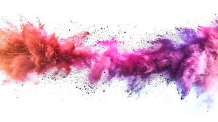 Aufkleber - Colored powder explosion on white background. Abstract closeup dust on backdrop. Colorful explode.