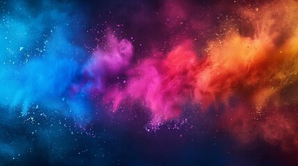 Aufkleber - Colored powder explosion. Abstract closeup dust on backdrop. Colorful explode. Paint holi