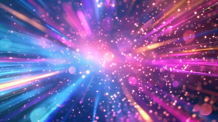 Aufkleber - Explosion colorful rays. Shine dynamic scene. Magic moving fast lines. Hologram display. Bright blurred waves. Stylish space bright fantasy abstract background. Future tech.