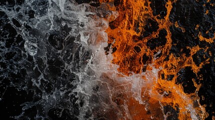 Poster - Fire and water colliding with black background