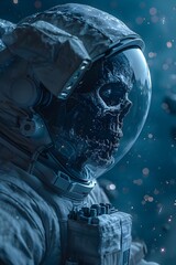 Poster - Haunting Zombie Astronaut Portrait in Vast Interstellar Backdrop