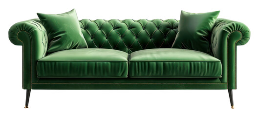 Wall Mural - PNG Modern green sofa furniture cushion white background.