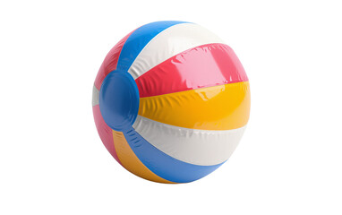 Colorful inflatable beach ball isolated on white background. Perfect for summer, beach, and pool activities.