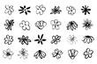 © DesignToonsy - Grunge brush flowers. Scribble ink grunge chamomile flowers icons drawn with markers and crayons