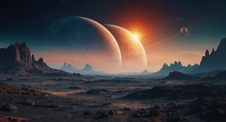 empty alien planet landscape banner copyspace background