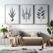 © Tunrino - A couch with pillows and a blanket in front of a wall with plants informative creative informative creative.