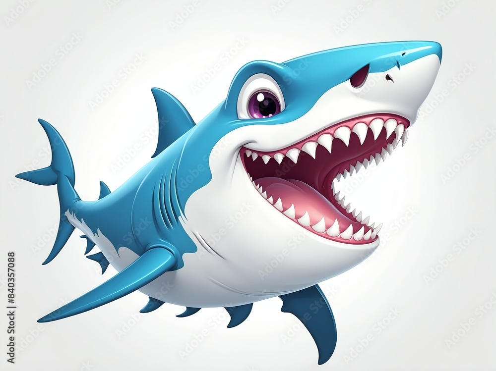 smiling cute shark cartoon clipart on plain white background Stock ...