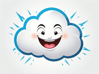 Wall Mural - smiling lightning cloud cartoon clipart on plain white background