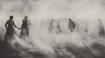 Through the thick fog of the rainstorm the outlines of a ghostly wedding party could be seen dancing and celebrating their union despite their tragic end