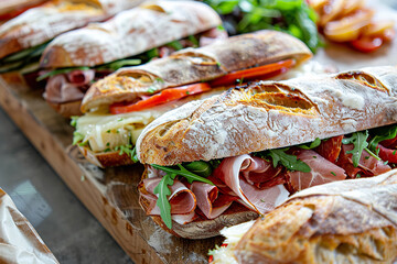 Wall Mural - Artisan Sandwiches with Meats - Cheeses - and Veggies on Display  