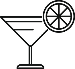 Poster - Simple, bold line icon of a cocktail glass with a citrus slice