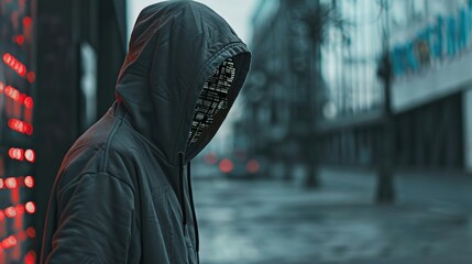 anonymous mask hacker Computer in hoodie and cyber security concept.