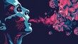 © Ева Поликарпова - A person holding a lit cigarette in his mouth, focused on the smoke