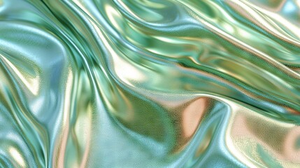 Wall Mural -   Metallic surface with green & gold design in close-up view