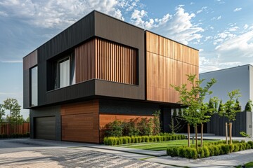 Wall Mural - A modern residential building with numerous windows on the facade