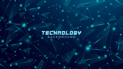 Abstract background digital technology concept. Futuristic triangle lines with blue light particles. suitable for banners, websites, wallpapers, posters