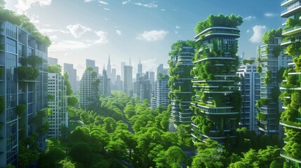 Wall Mural - Future City A Seamless Blend of Technology and Nature for Sustainable Living