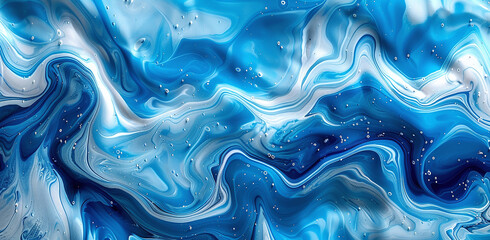 Abstract art blue paint background with liquid fluid grunge texture.