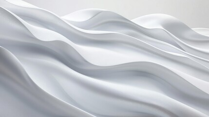 Wall Mural - Abstract composition featuring flowing white wave surfaces on a clear background, evoking a sense of tranquility and elegance.