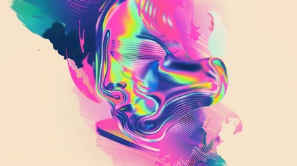 Digital illustration featuring a neon melting typography