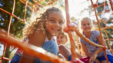 diverse children laughing in colorful playground for inclusive education campaigns