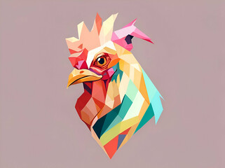 Wall Mural - abstract pastel cubisml ow polygon style Rooster animal