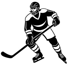 Wall Mural - Hockey player silhouette vector illustration 