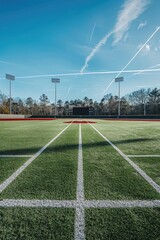 Sticker - A photo of a baseball field with white lines and grass