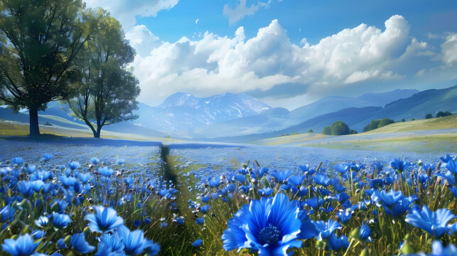 Blue flower field