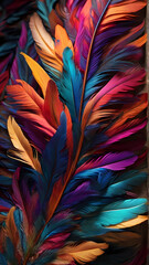 Sticker - colorful feathers background