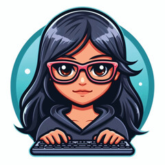 simple logo of a computer programmer
