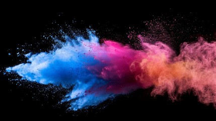 Aufkleber - Launched colorful powder, isolated on black background.