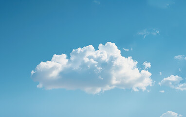 Wall Mural - serene blue sky with a single fluffy white cloud floating peacefully, epitomizing tranquility, calmn