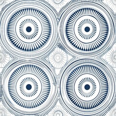 Wall Mural - An abstract line drawing featuring a complex mandala pattern, with concentric circles and detailed geometric designs that radiate from the center, symbolizing balance and harmony. Minimal pattern