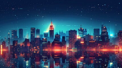 Aufkleber - Night city background, vector illustration