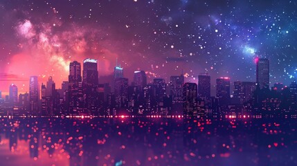 Aufkleber - Night city background, vector illustration