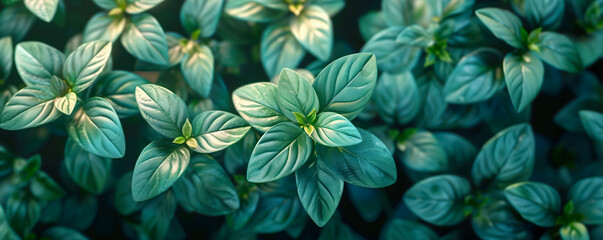 Wall Mural - Abstract view of the green foliage with leaves in the forest. Banner and background concept.