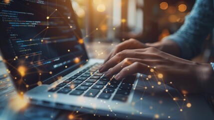 Close-up of coding on a laptop screen