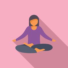 Poster - Minimalist flat design illustration of a woman in lotus pose meditating for mindfulness. Relaxation