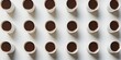 © sweet_mellow - Overhead View Of Many Coffee Cups In Symmetrical Pattern. Array Of Full Coffee Cups. Generative AI
