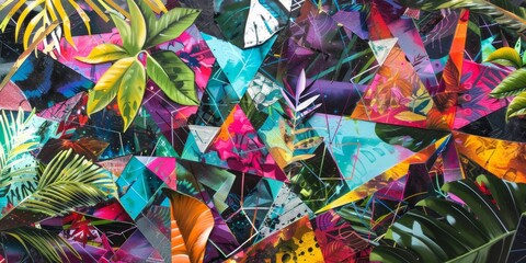Wall Mural - abstract tropical canopy with vibrant geometric patterns