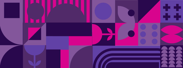 Flat mosaic horizontal banners, Design of banner design set with abstract shape