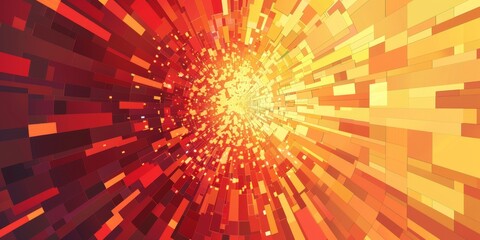 Wall Mural - abstract pixelated burst in red, orange, and yellow hues