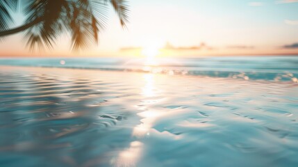 Wall Mural - Beautiful blurred defocused beach background. Natural landscape with empty tropical beach.