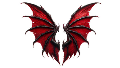 Wall Mural - Red demon wings isolated on transparent or white background.