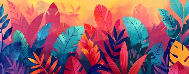 colorful tropical leaves plant foliage background